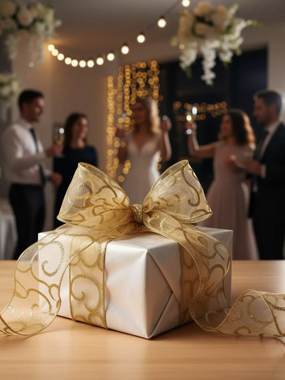 Gold Glitter Swirl Sheer Ribbon 30ft x 2.5" Wired Christmas Wedding Craft Decor